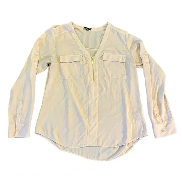 Express Light Pink Half Zip Long Sleeve Blouse | Women's M - Picture 1 of 5